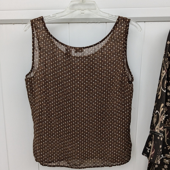 Emma James Blouse & Tank Set Brown Floral Size 16 Business or Dress 2 Pieces EUC - Picture 8 of 12